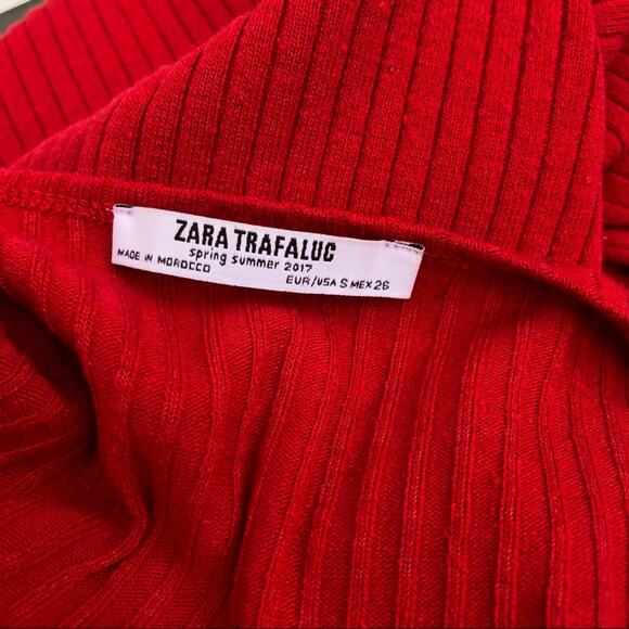 Zara Trafaluc red ribbed jumpsuit size Small - Picture 6 of 7